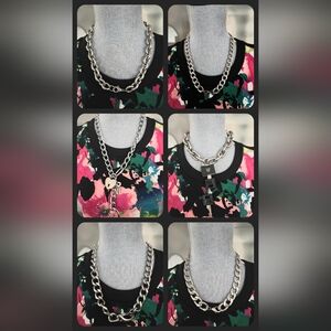 15pcs Y2K Silver Tone Stainless Steel Necklaces Bikercore Goth Grunge Emo